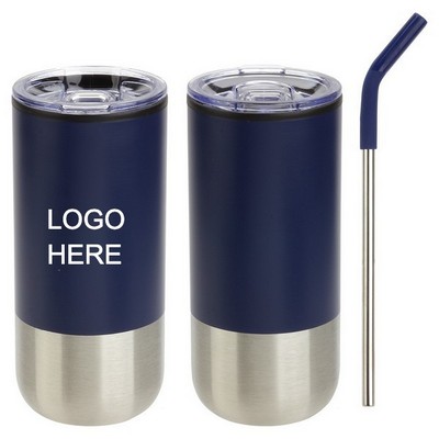 Oxford 16 Oz. Stainless Steel/Polypropylene Tumbler with Straw